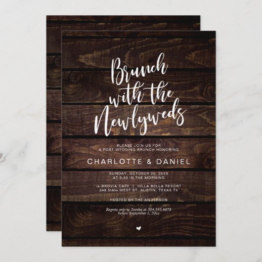 Post Hochzeit, Brunch mit den Neugeborenen, Rustik Einladung (Vorne/Hinten)