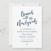 Post Hochzeit, Brunch mit den Neuvermählten, Navy Einladung (Vorderseite)