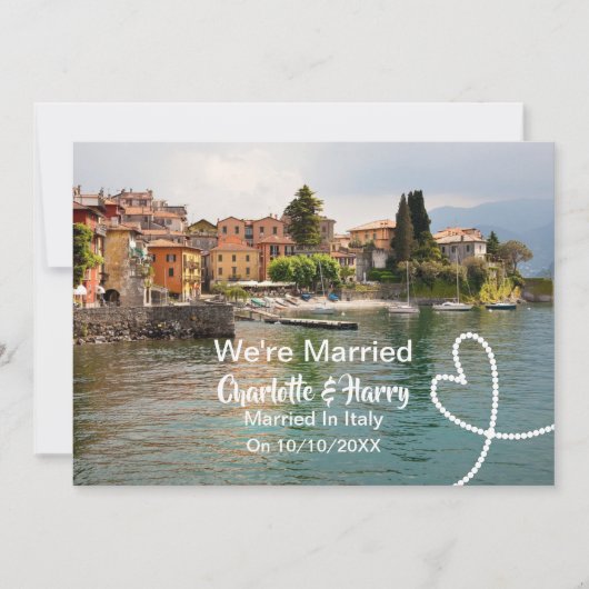 Post Hochzeit Empfang Party Verheiratet in Italien Einladung (Vorderseite)