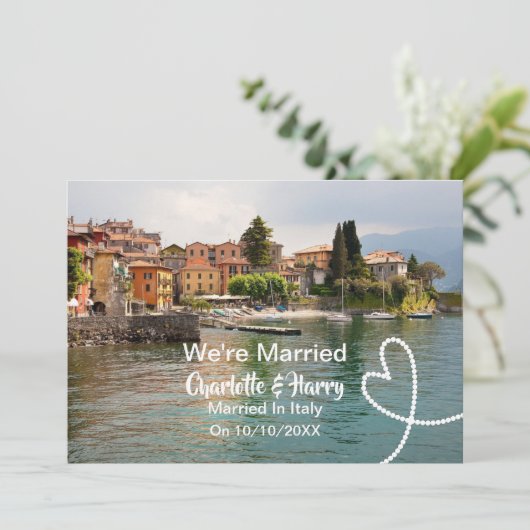 Post Hochzeit Empfang Party Verheiratet in Italien Einladung (Stehend Vorderseite)