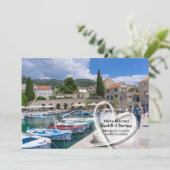 Post Hochzeit Empfang Party Verheiratet in Kroatie Einladung (Stehend Vorderseite)