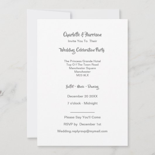 Post Hochzeit Empfang Party Verheiratet in St. Luc Einladung (Rückseite)