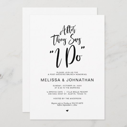 Post Hochzeit, nachdem sie sagen, i do, schwarzes Einladung (Vorne/Hinten)