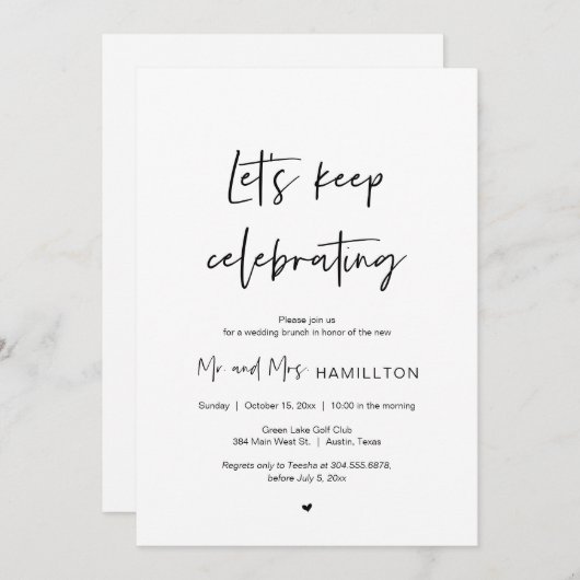 Post Hochzeitsfeier, behalt feiern Einladung (Vorne/Hinten)