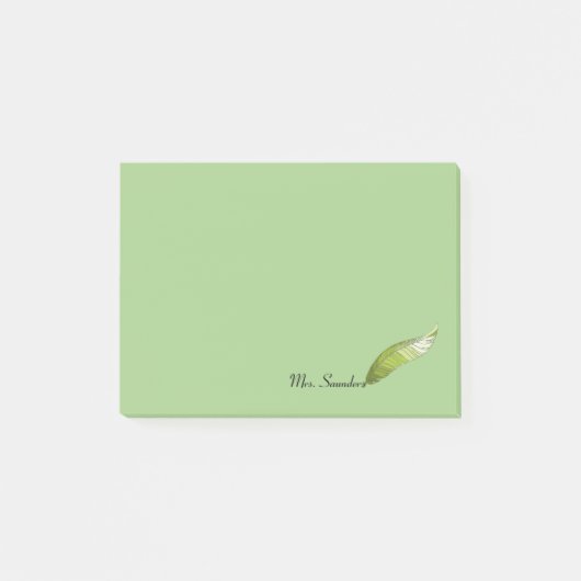 Post-it Notepad - Green Feather Pen Klebezettel (Vorderseite)