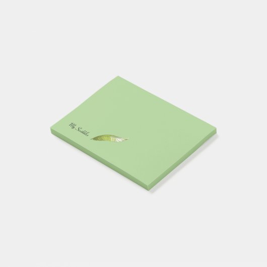 Post-it Notepad - Green Feather Pen Klebezettel (angewinkelt)
