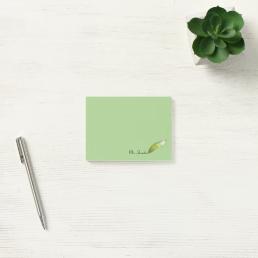 Post-it Notepad - Green Feather Pen Post-it Klebezettel (Büro)