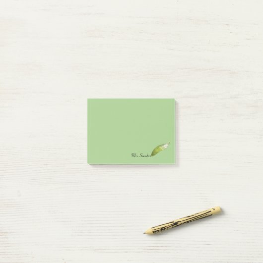 Post-it Notepad - Green Feather Pen Post-it Klebezettel (Auf Schreibtisch)
