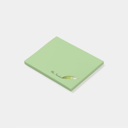 Post-it Notepad - Green Feather Pen Post-it Klebezettel (angewinkelt)
