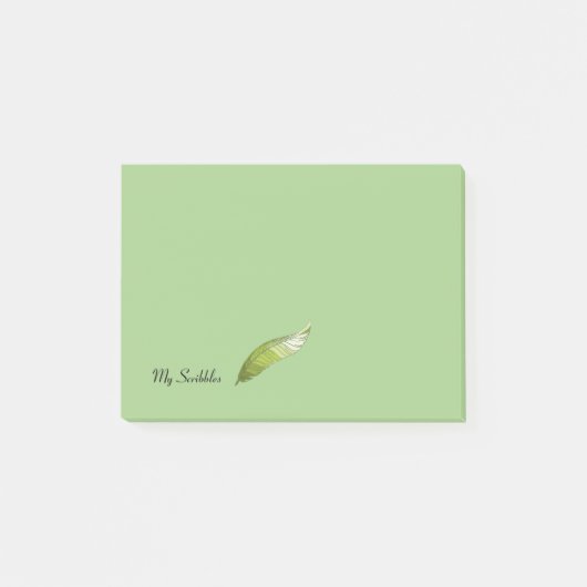 Post-it Notepad - Green Feather Pen Post-it Klebezettel (Vorderseite)