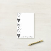 Post-it Notes Black Hearts Sweet Nothing with Lieb Klebezettel (Auf Schreibtisch)