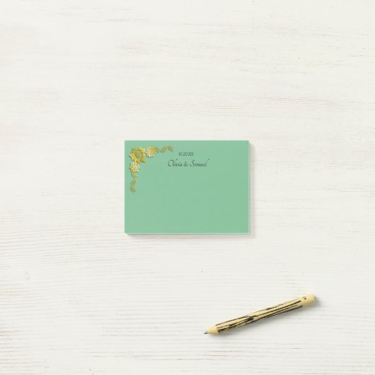 Post-It Notes Emerald Green & Gold Klebezettel (Auf Schreibtisch)