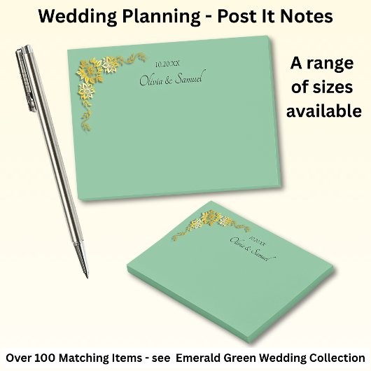 Post-It Notes Emerald Green & Gold Post-it Klebezettel