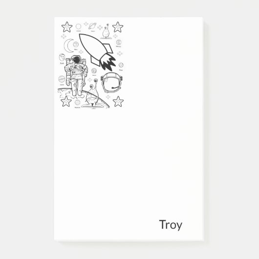 Post-it Notes Färbung Astronauten Aliens Klebezettel (Vorderseite)