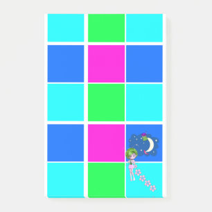 Post-it Notes Feen-Pink Blaue Quadrate Klebezettel
