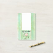 Post-it Notes Grün gestreift Floral Rosa Rose Klebezettel (Auf Schreibtisch)