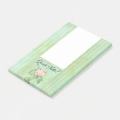 Post-it Notes Grün gestreift Floral Rosa Rose Klebezettel (angewinkelt)