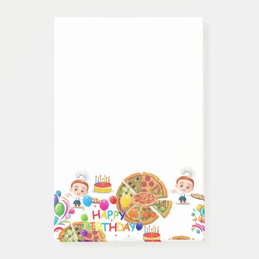Post-it Notes Happy Birthday Pizza Klebezettel (Vorderseite)