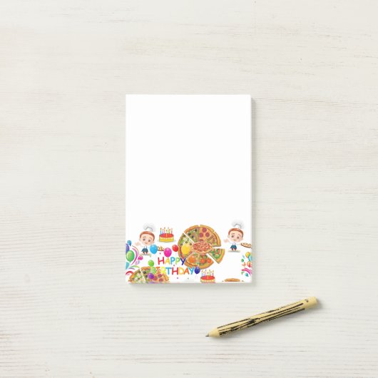 Post-it Notes Happy Birthday Pizza Post-it Klebezettel (Auf Schreibtisch)