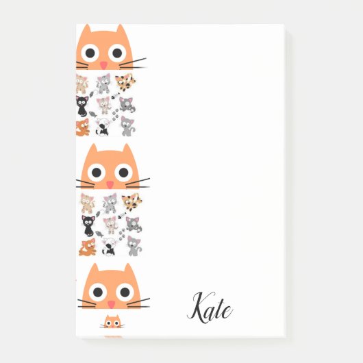Post-it Notes Kätzchen Whimsical Katze Klebezettel (Vorderseite)