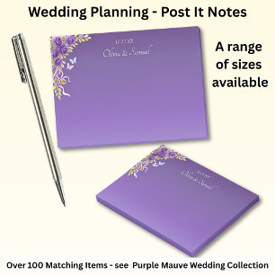 Post-It-Notes Lila Mauve-Blume & White Wedding Post-it Klebezettel