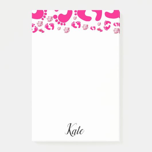 Post-it Notes Pink Baby Feet Girl Elephant Klebezettel (Vorderseite)