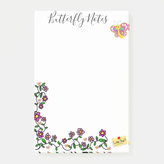 Post-it Notes Schmetterling Floral Klebezettel (Vorderseite)