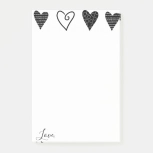 Post-it Notes Schwarze Herzen Liebe Klebezettel
