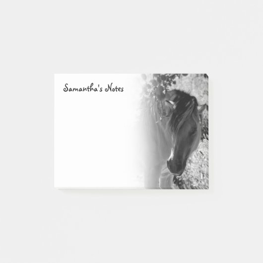 Post-It-Notes: Schwarzweiß-Pferd Post-it Klebezettel (Vorderseite)