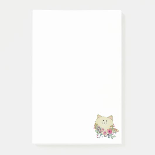 Post-it Notes Verrückte Katze Floral Klebezettel (Vorderseite)
