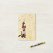 Post-Itanmerkung roten Fox u. der Eule Post-it Klebezettel (Auf Schreibtisch)