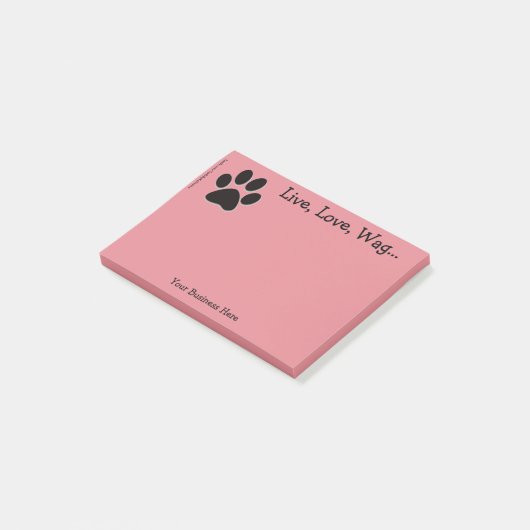 Post-Itanmerkungen - Tatzen-Druck - "Live, Liebe, Post-it Klebezettel (angewinkelt)