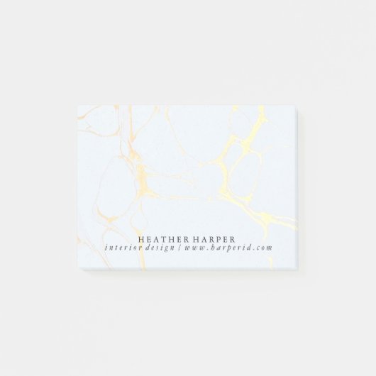 Post-Itanmerkungs-Notizblock - Blau-u. Goldmarmor Post-it Klebezettel (Vorderseite)