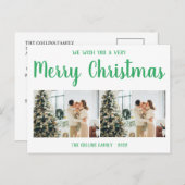 Post-Karte für grünen Urlaub | Moderne frohe Weihn Postkarte (Vorne/Hinten)