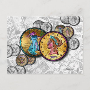 POST-KARTEN - Pop-Großes Münzstück Kunst Postkarte