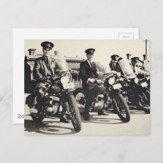 Post Master General Motorräder 1950er B&W Foto Postkarte (Vorne/Hinten)
