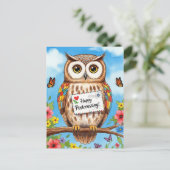 Post Owl Mail Bird Happy Postüberqueren Postkarte (Stehend Vorderseite)