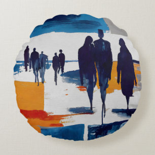 Post-Sturm-Wanderer – Abstrakte Figuren Rundes Kissen