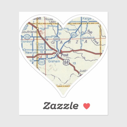 Post Texas Vintag Map Aufkleber (Blatt)