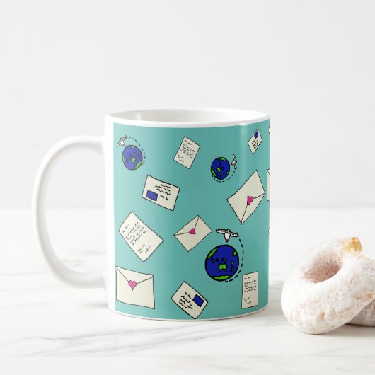 Post Um Die Welt Kaffeetasse (Mit Donut)