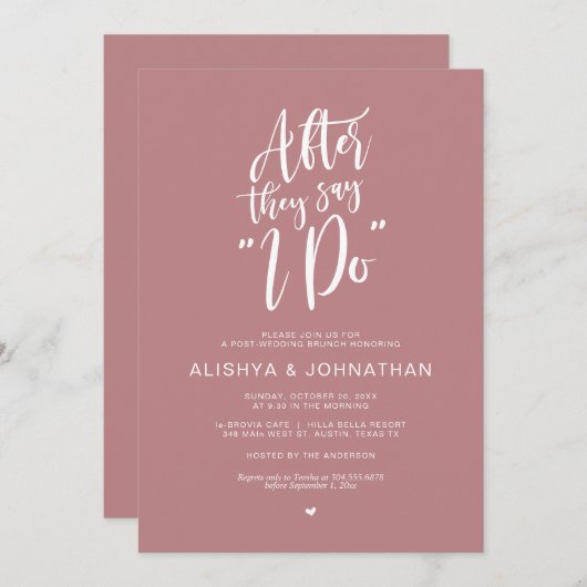 Post Wedding Brunch, rustikale Hütte Celebration Einladung (Vorne/Hinten)