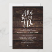 Post Wedding Brunch, rustikales Dark Wood Script Einladung (Vorderseite)
