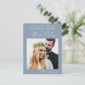 Post Wedding Reception Dusty Blue Save the Date Ankündigungspostkarte (Stehend Vorderseite)