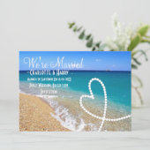 Post Wedding Reception Party Sonnenstrand Szene Einladung (Stehend Vorderseite)