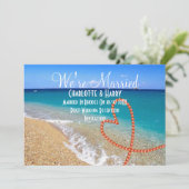 Post Wedding Reception Party Sonnenstrand Szene Einladung (Stehend Vorderseite)