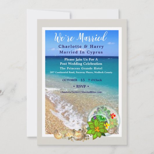 Post Wedding Reception Party Sonniges Beach Scene  Einladung (Vorderseite)