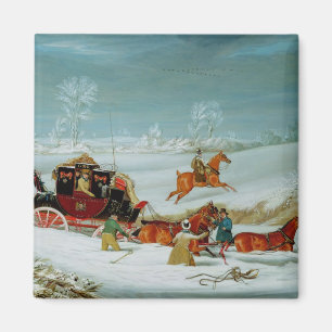 Post-Zug im Schnee Magnet