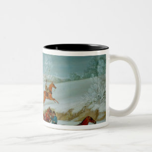 Post-Zug im Schnee Zweifarbige Tasse