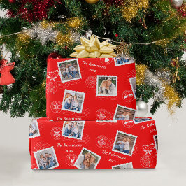 Postage Briefmarke Weihnachtsfamilien Fotos Rot Geschenkpapier