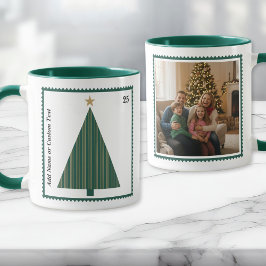 Postage Stamp Christmas Tree Custom Photo Mug Tasse